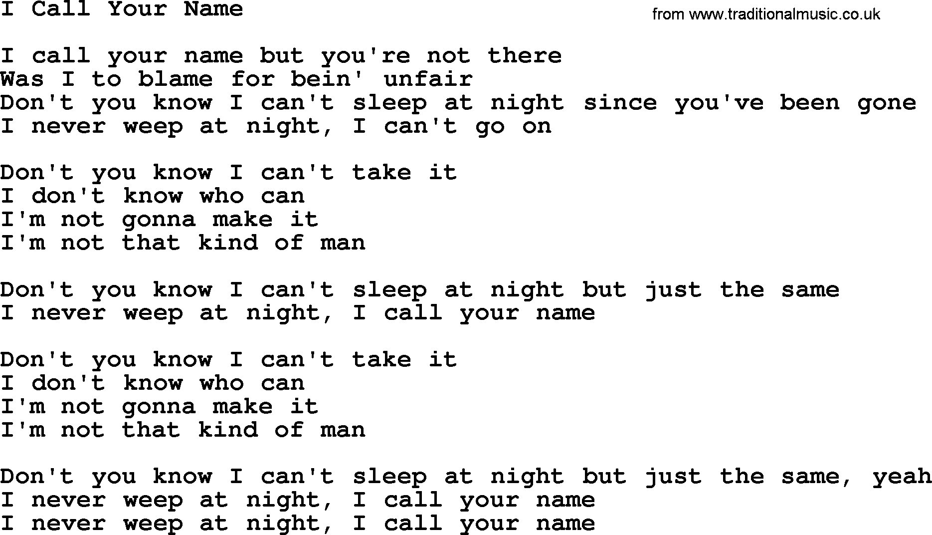 I Call Your Name, by The Byrds - lyrics with pdf