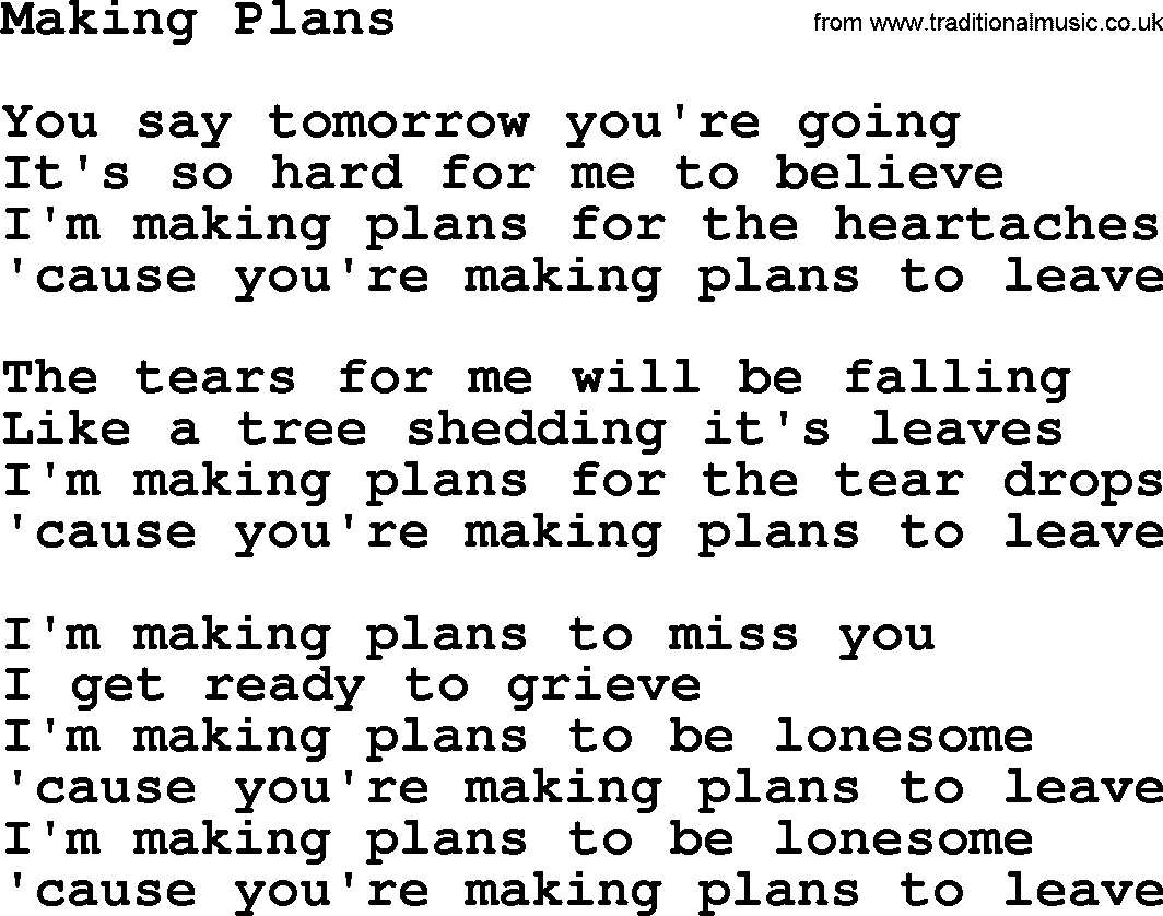 The Byrds song Making Plans, lyrics