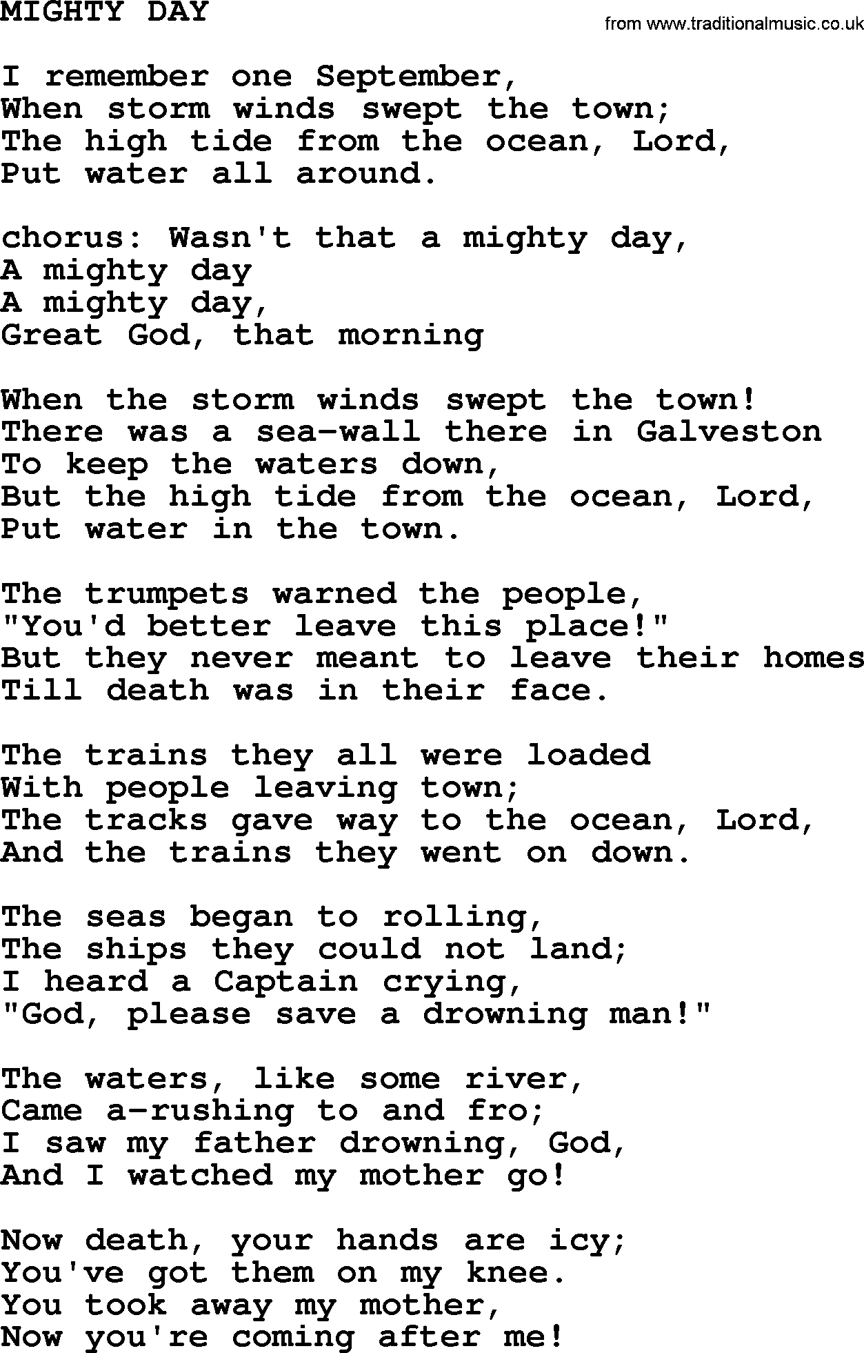 The Byrds song Mighty Day, lyrics