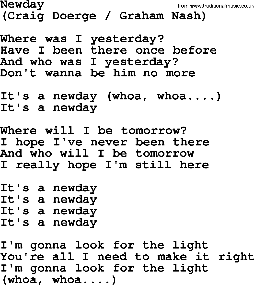 The Byrds song Newday, lyrics