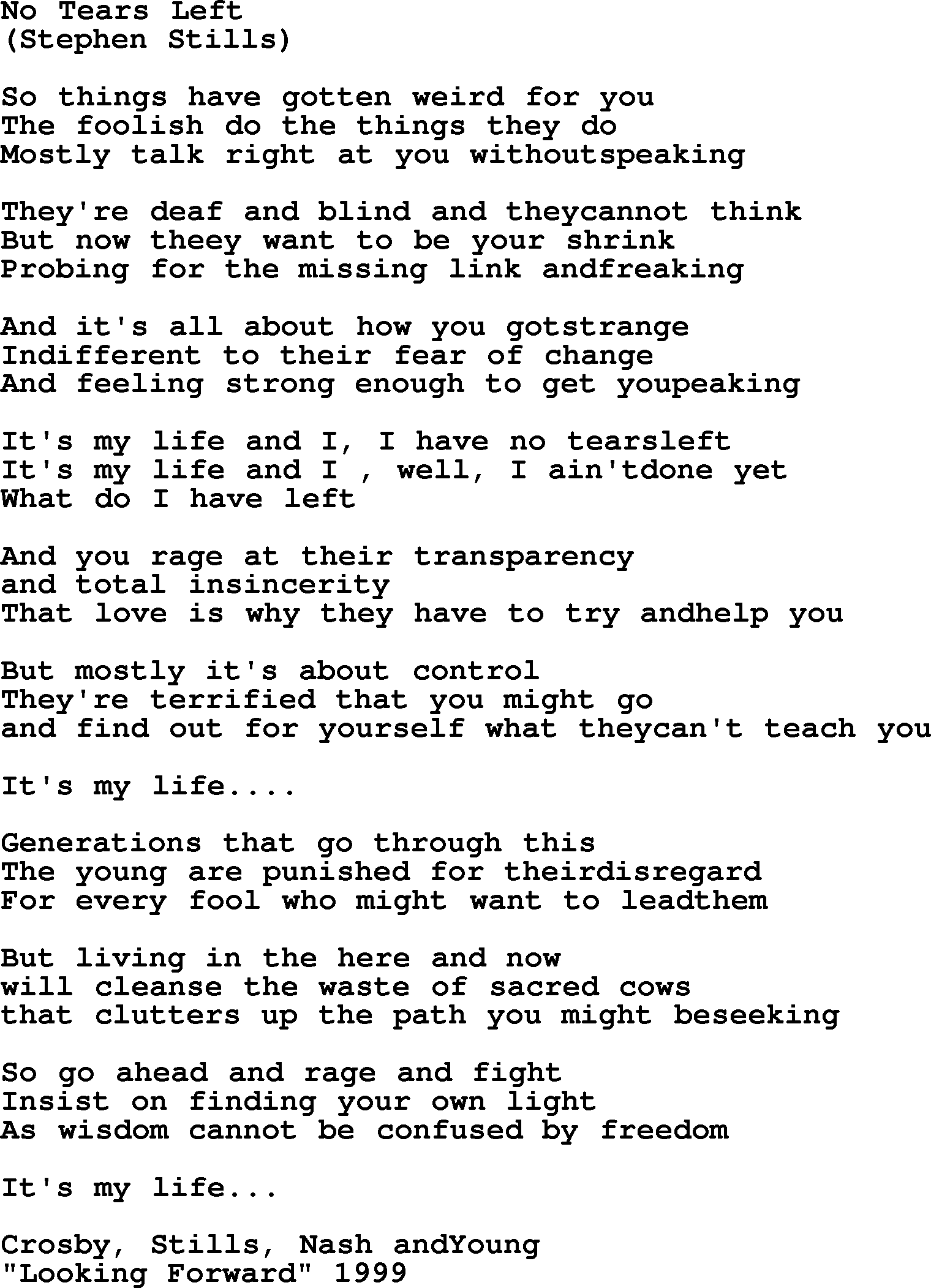 No Left, by The Byrds lyrics with pdf