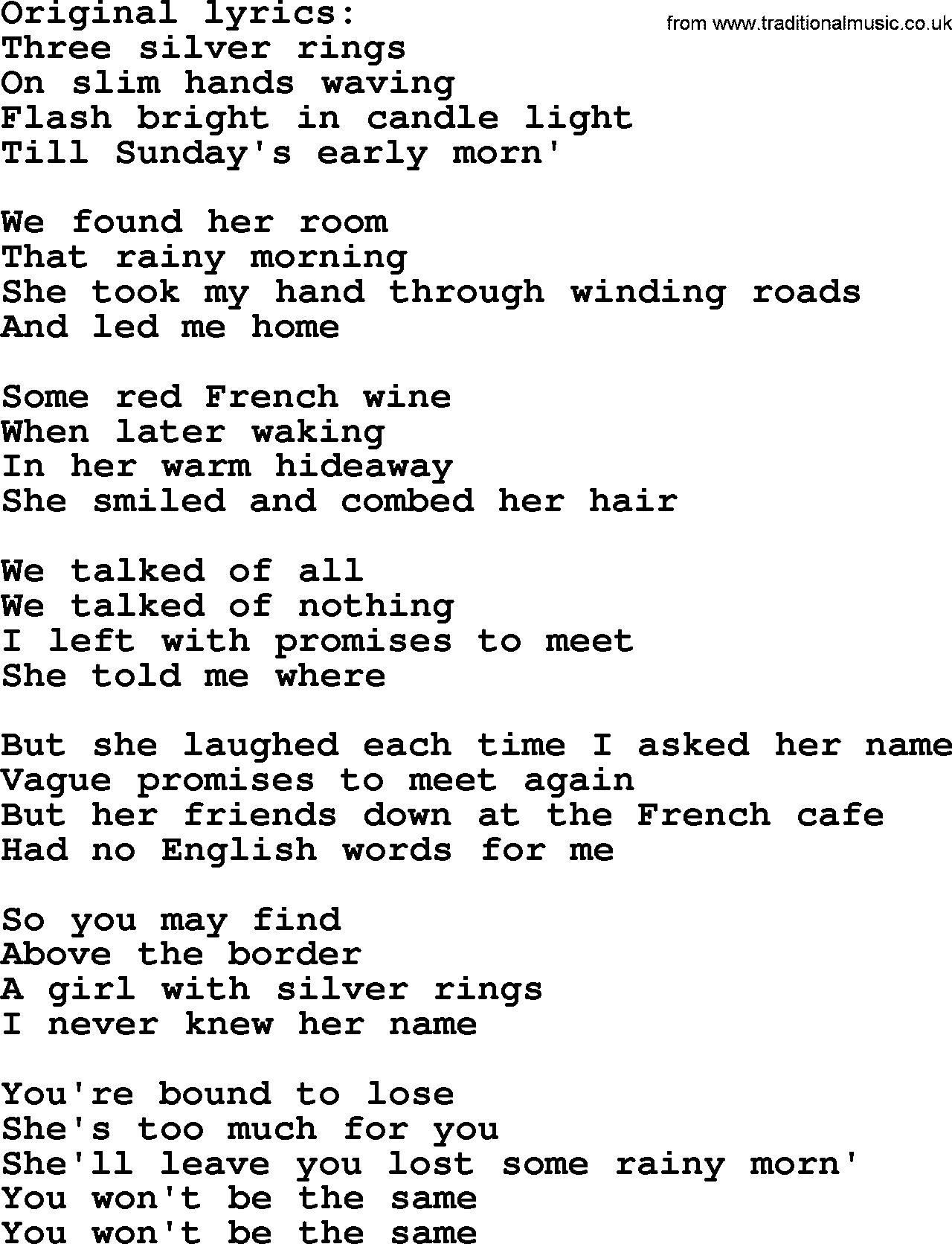 The Byrds song Original Lyrics, lyrics