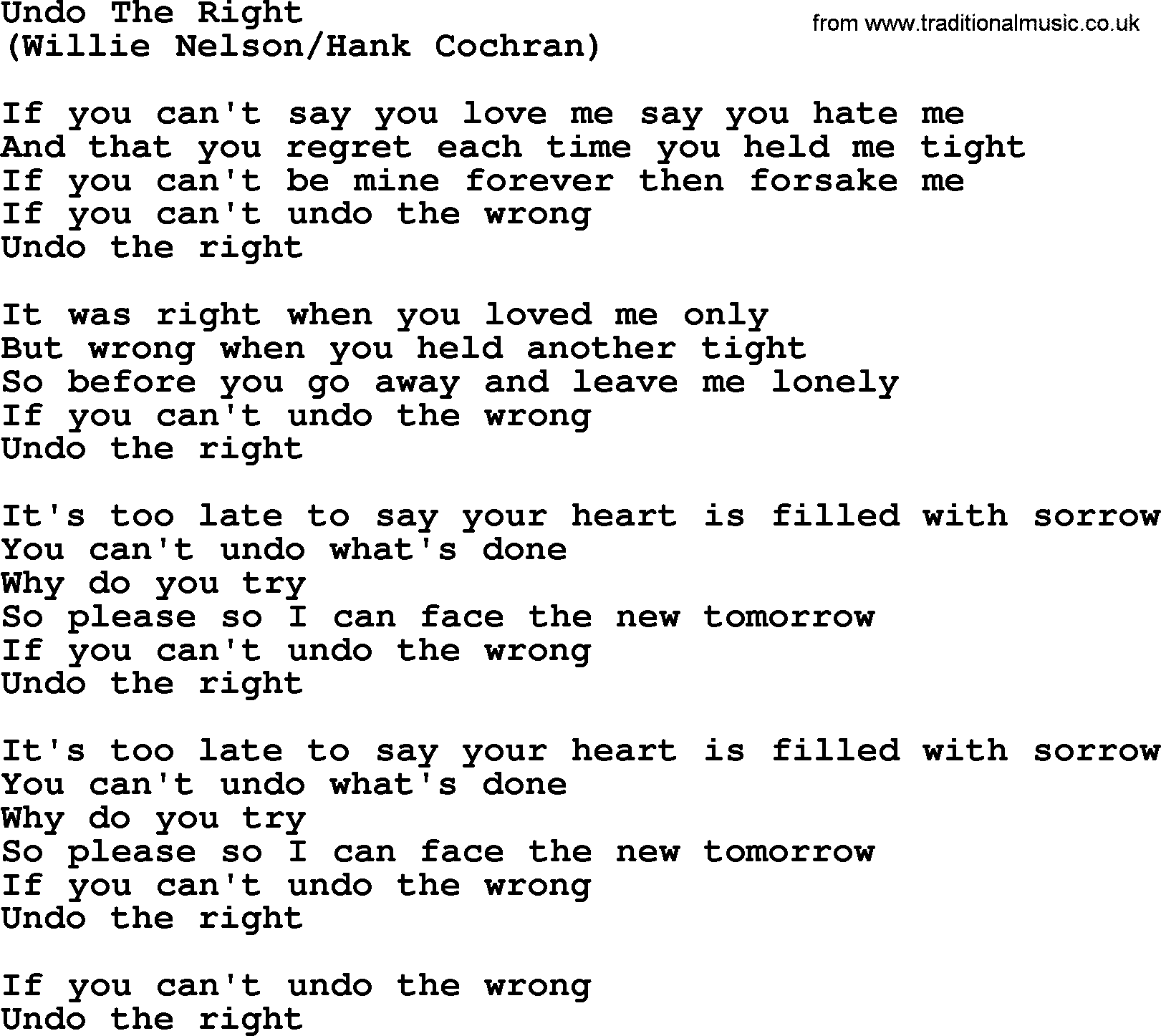 The Byrds song Undo The Right, lyrics