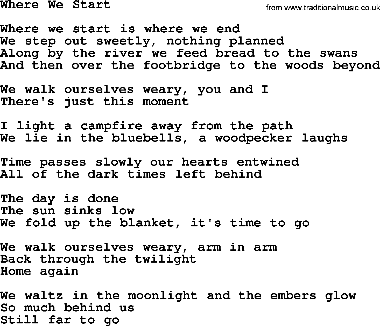 The Byrds song Where We Start, lyrics