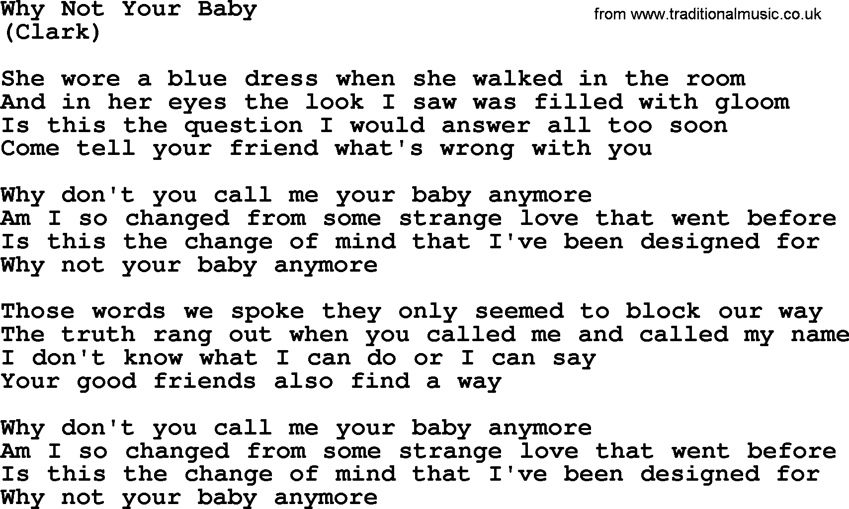 The Byrds song Why Not Your Baby, lyrics