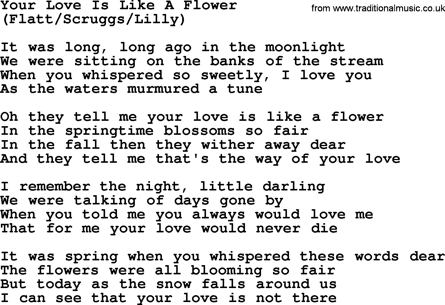 The Byrds song Your Love Is Like A Flower, lyrics