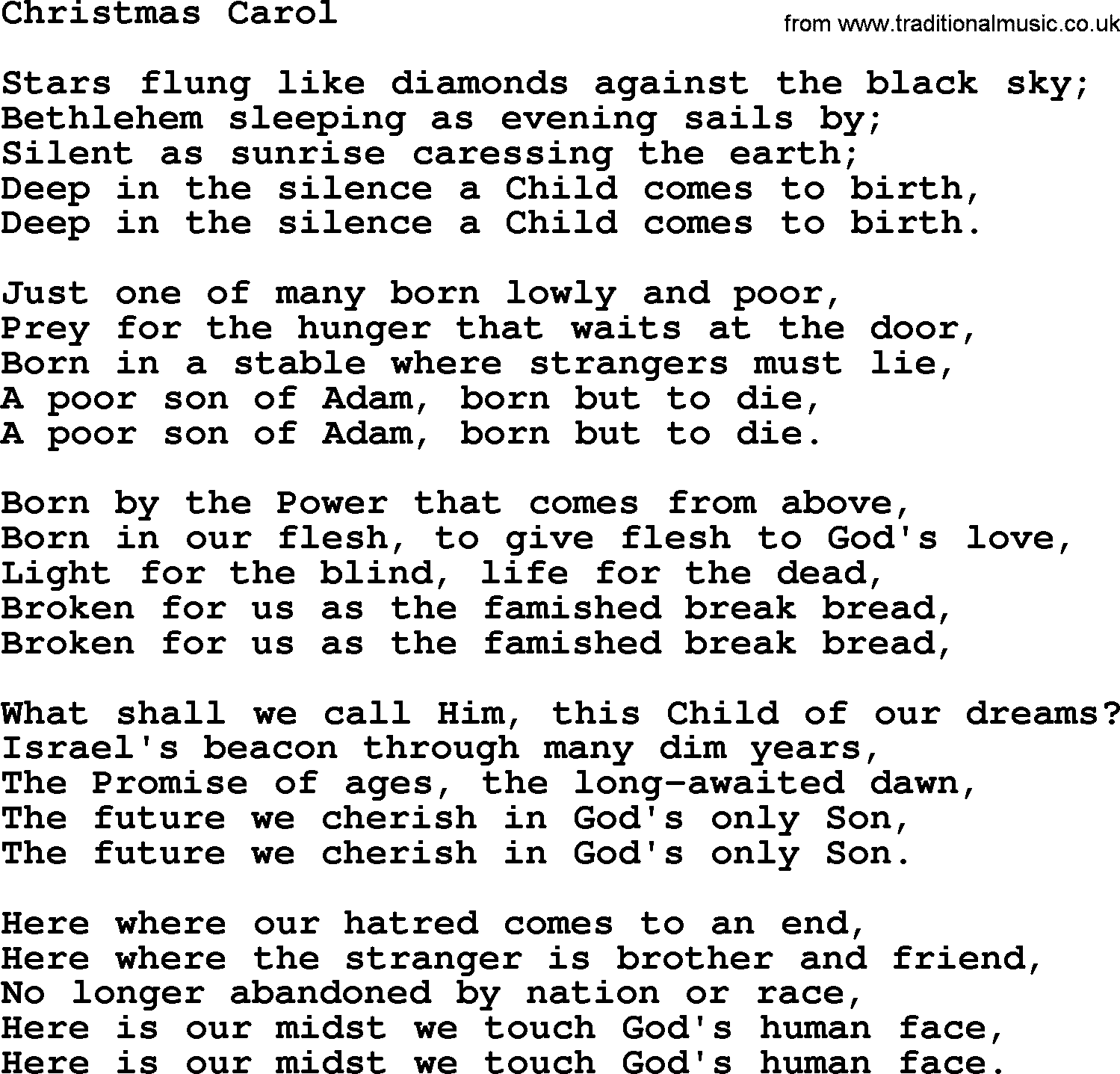 Catholic Hymn: Christmas Carol lyrics with PDF