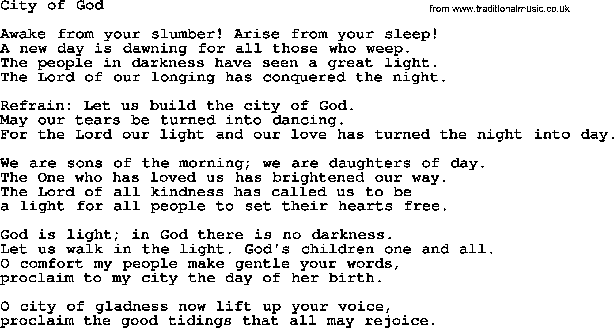 Catholic Hymns, Song: City Of God - lyrics and PDF