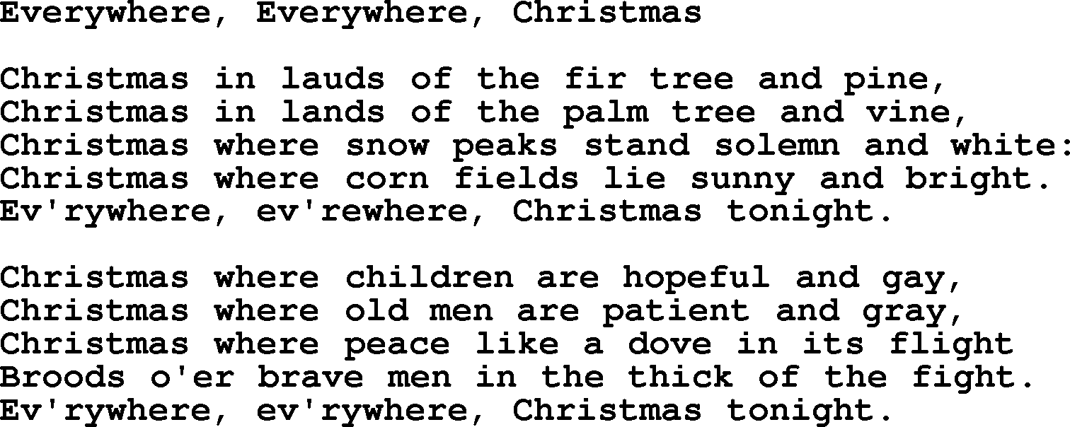 Catholic Hymn: Everywhere, Everywhere, Christmas lyrics with PDF