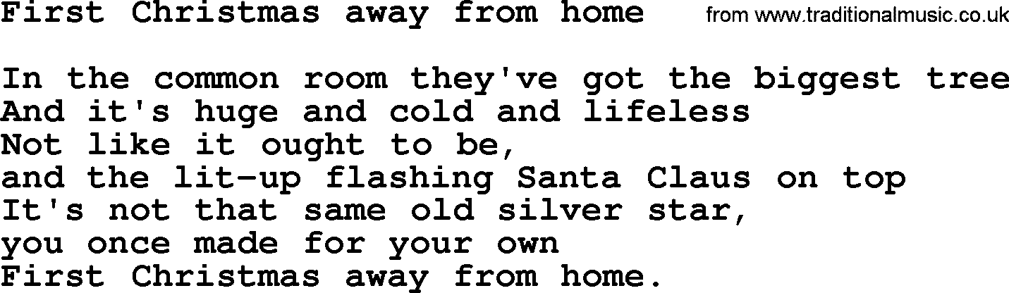 Catholic Hymn: First Christmas Away From Home lyrics with PDF
