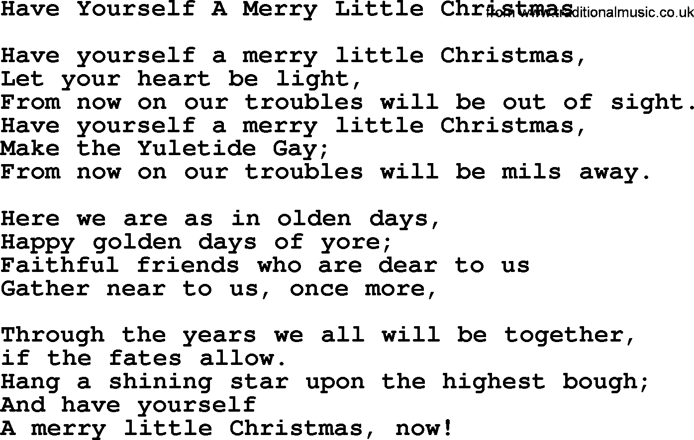 Catholic Hymn: Have Yourself A Merry Little Christmas lyrics with PDF