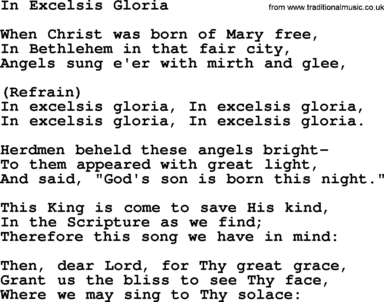 Catholic Hymn: In Excelsis Gloria lyrics with PDF