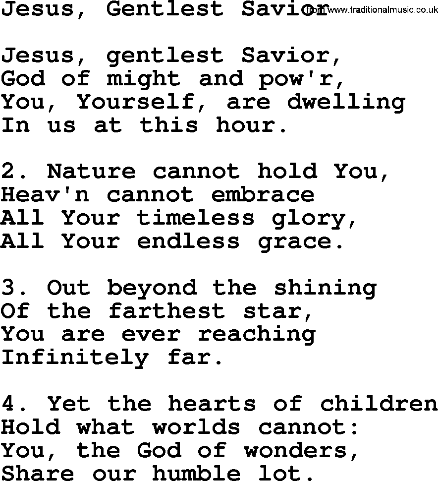 Catholic Hymn: Jesus, Gentlest Savior lyrics with PDF