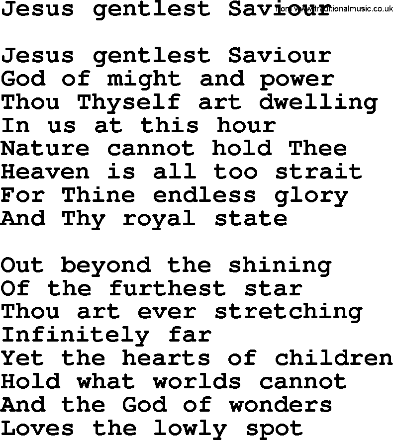 Catholic Hymn: Jesus Gentlest Saviour lyrics with PDF