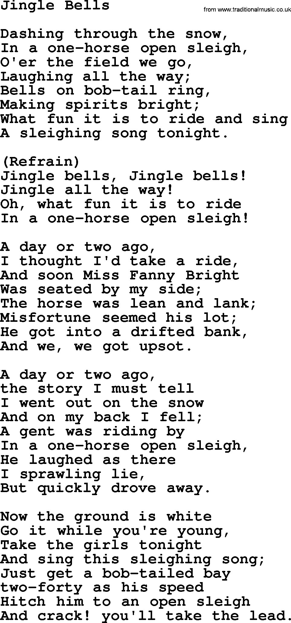 Catholic Hymn: Jingle Bells lyrics with PDF