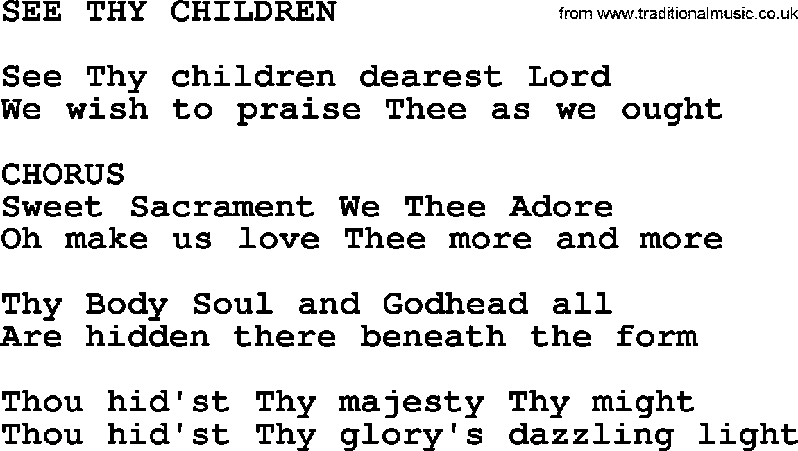 Catholic Hymn: See Thy Children lyrics with PDF
