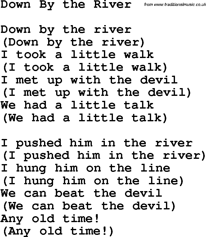 Christian Chlidrens Song Down By The River Lyrics