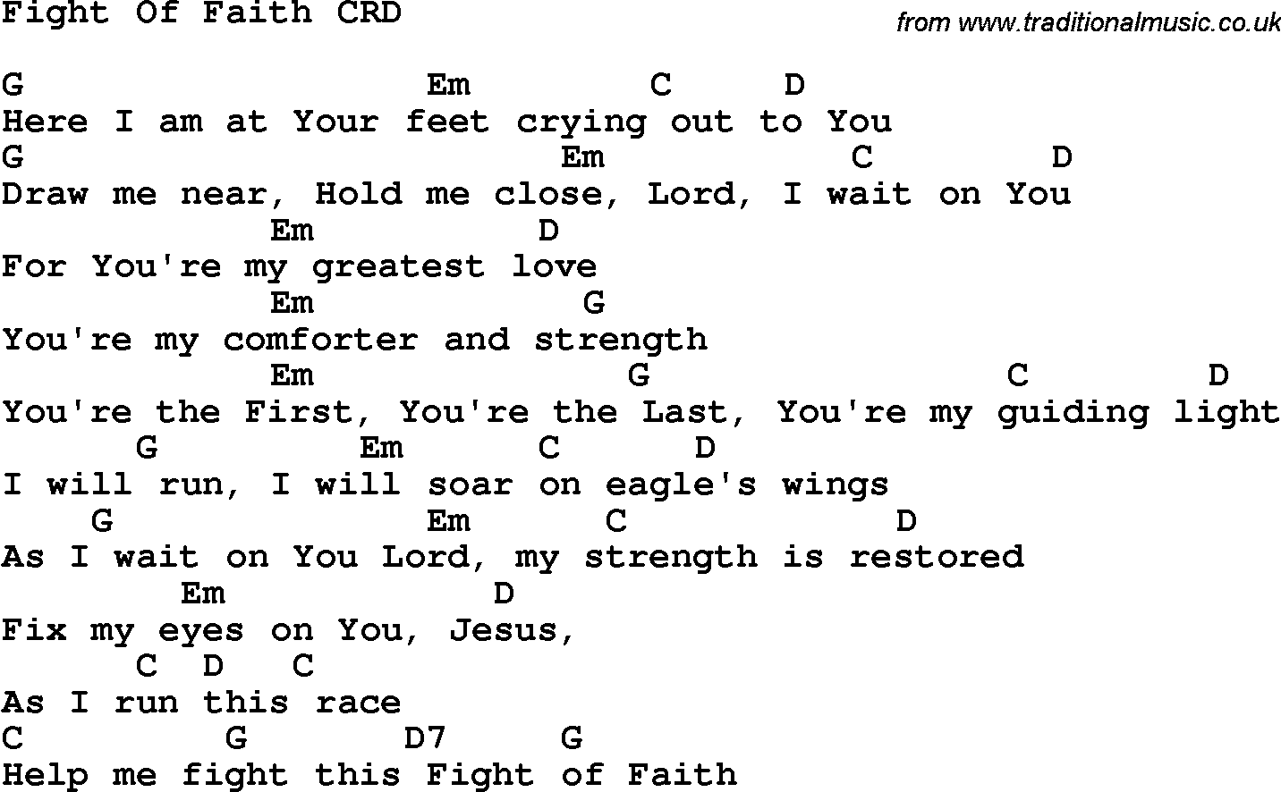 Christian Chlidrens Song Fight Of Faith CRD Lyrics & Chords