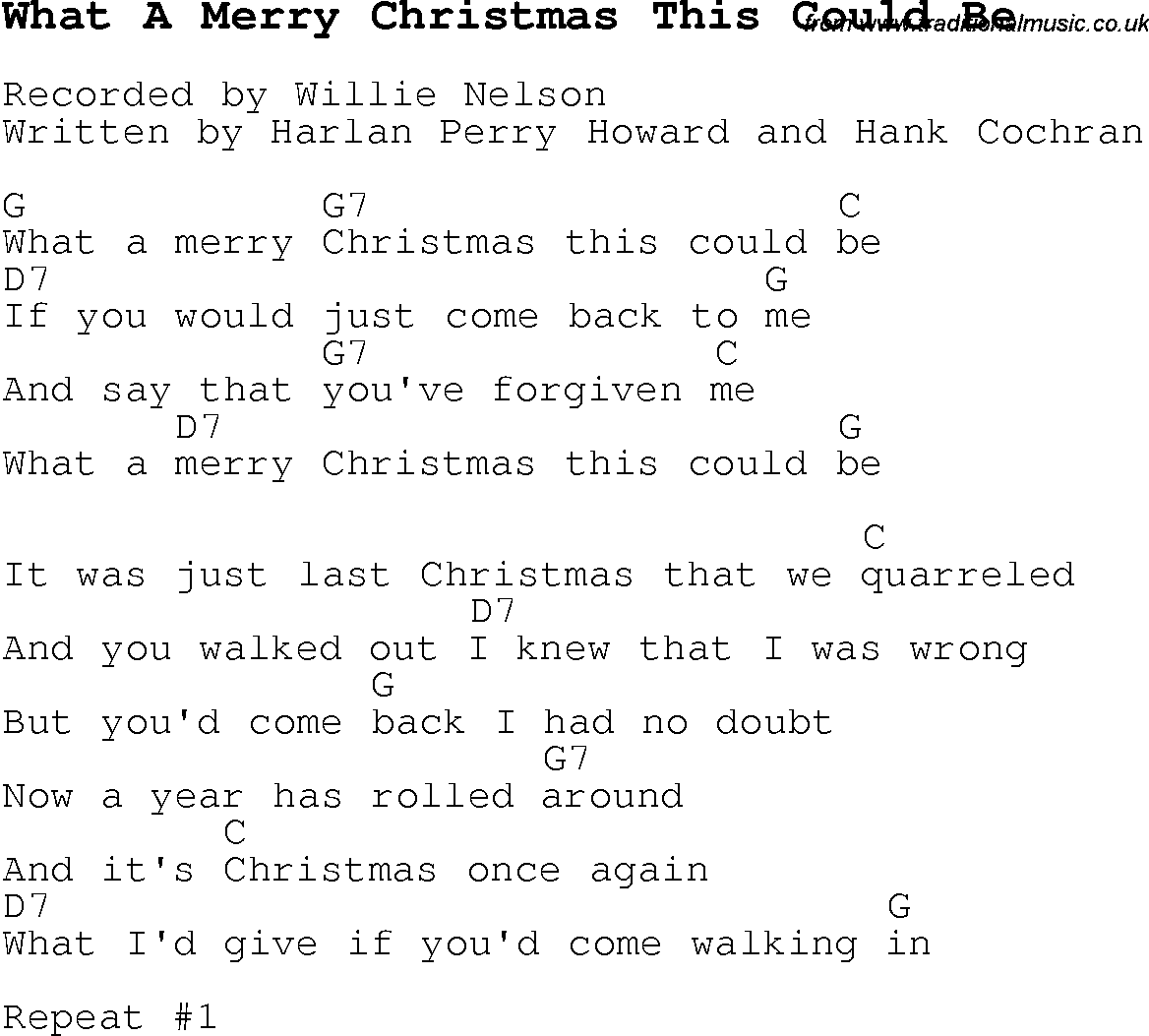 Christmas Songs and Carols, lyrics with chords for guitar banjo for What A Merry Christmas This Could Be