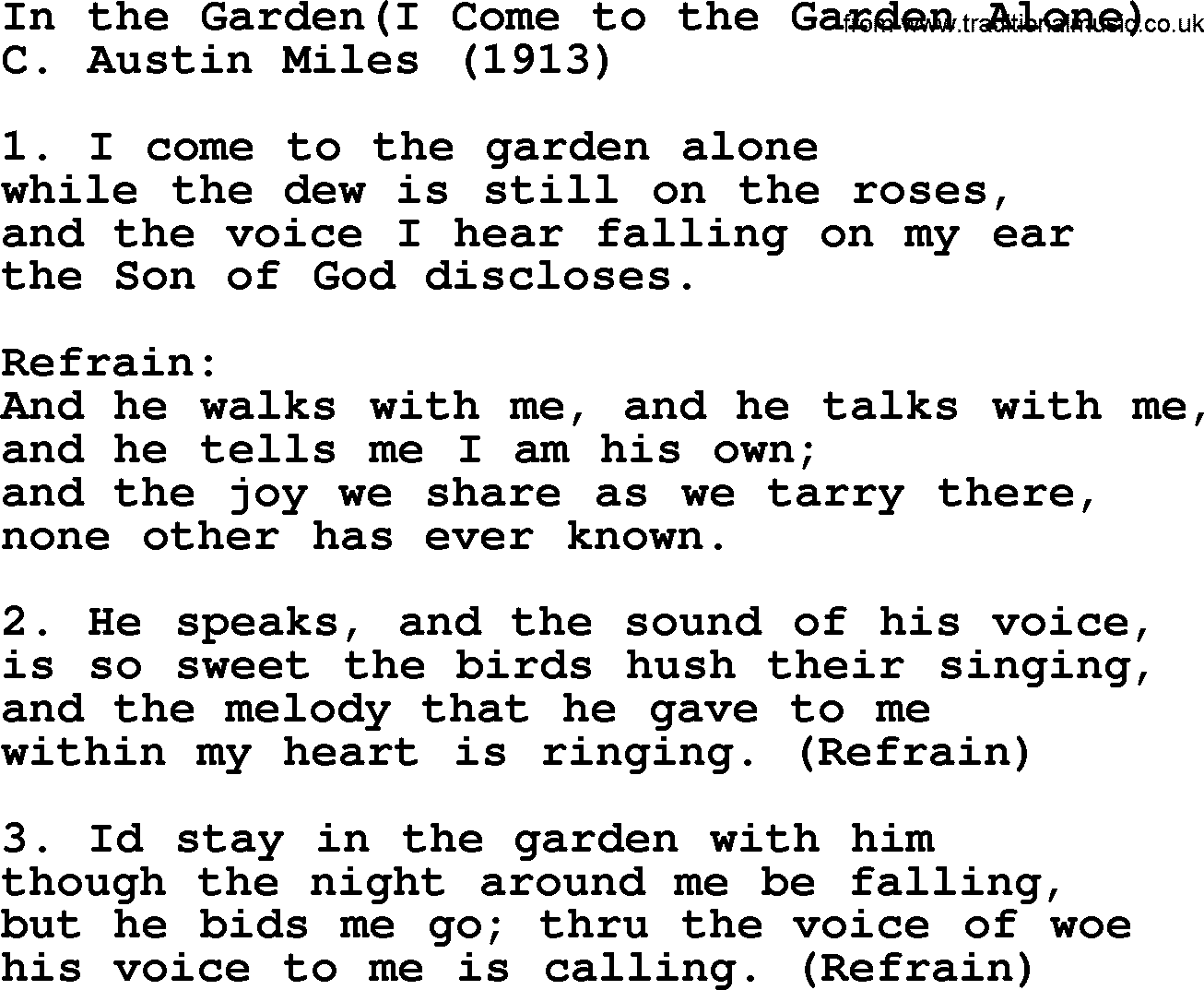 Most Popular Church Hymns And Songs In The Gardeni Come To The Garden Alone - Lyrics Pptx And Pdf
