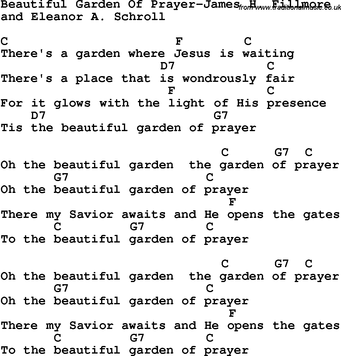 Country, Southern and Bluegrass Gospel Song Beautiful Garden Of Prayer-James H Fillmore lyrics and chords