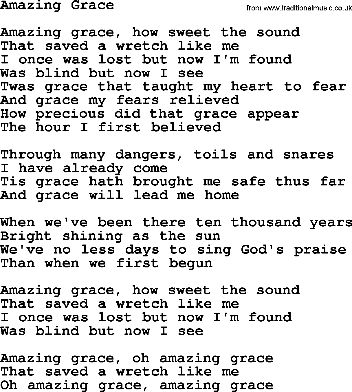 Dolly Parton song Amazing Grace.txt lyrics