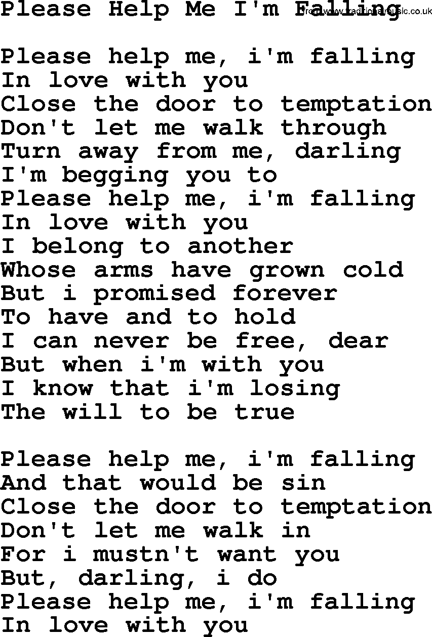 Dolly Parton song Please Help Me I'm Falling.txt lyrics