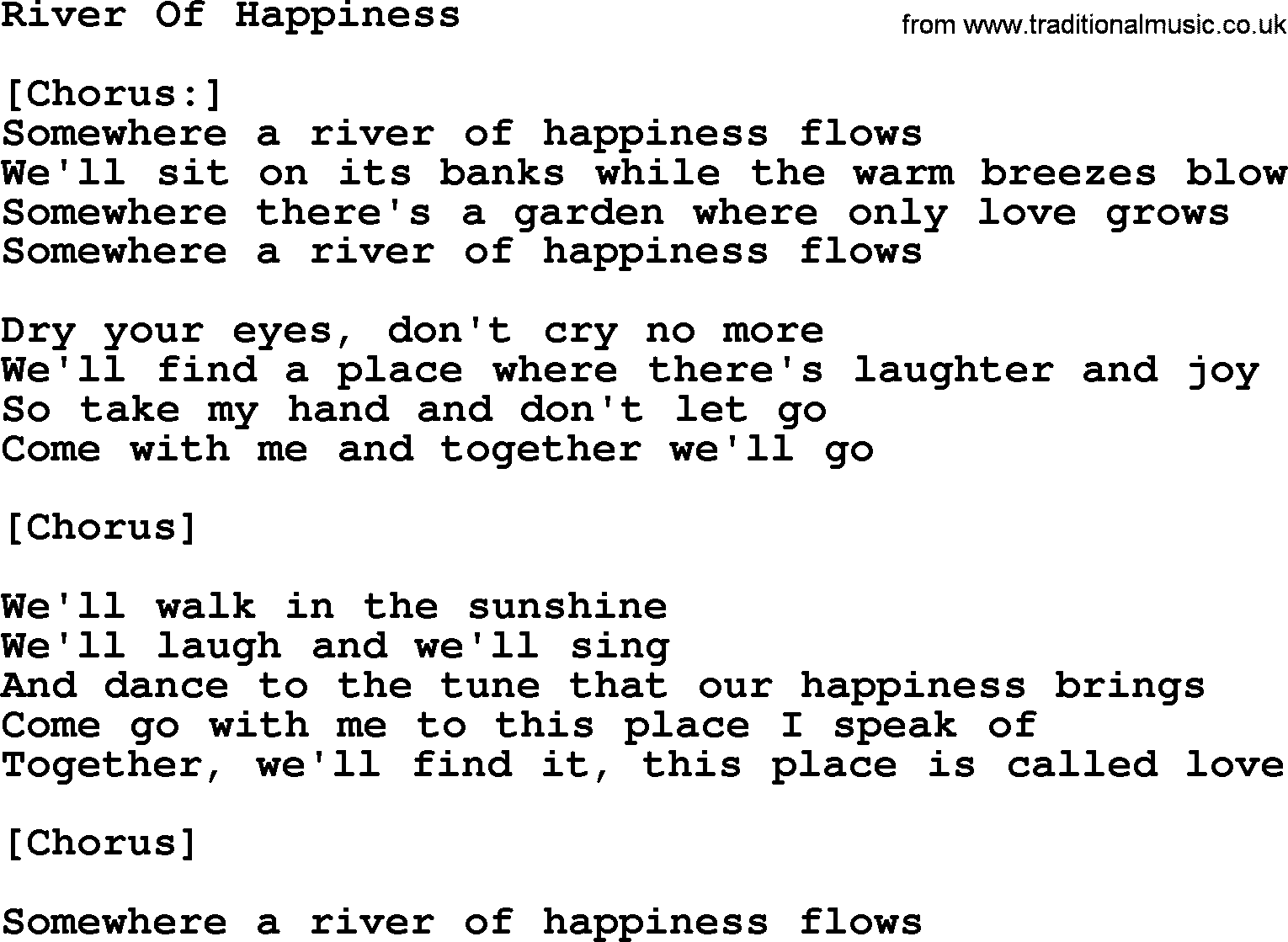 Dolly Parton song River Of Happiness.txt lyrics