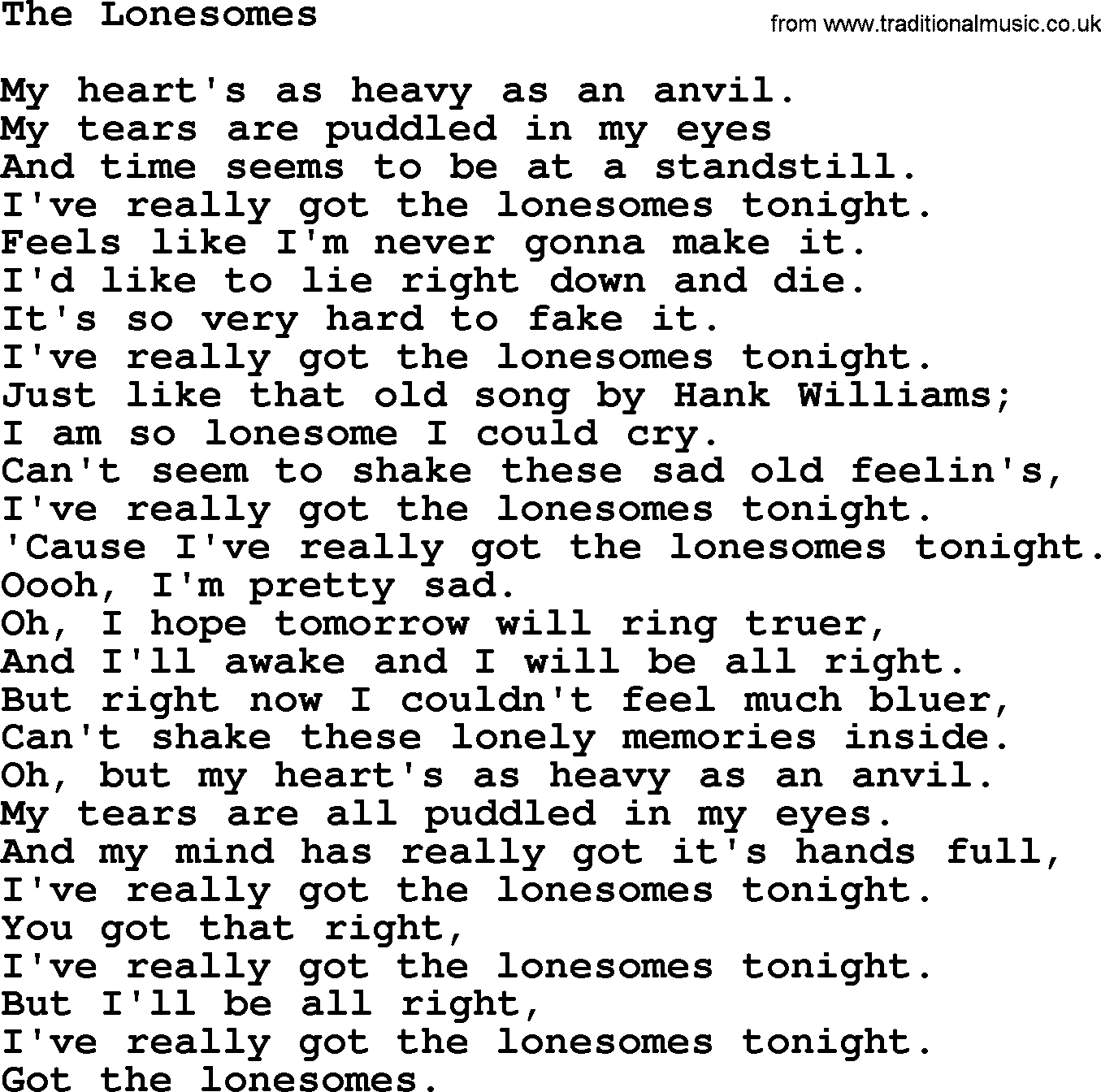 Dolly Parton song The Lonesomes.txt lyrics