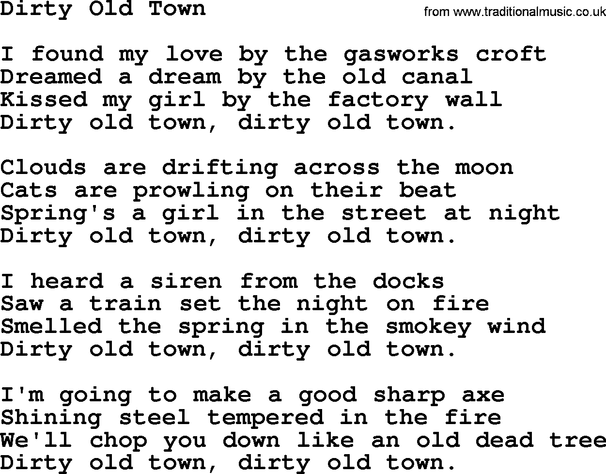 The Dubliners song: Dirty Old Town, lyrics