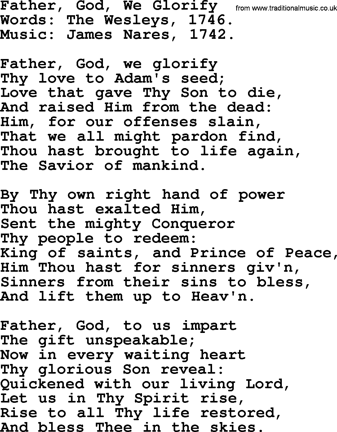 Easter Hymns, Hymn: Father, God, We Glorify, lyrics with PDF