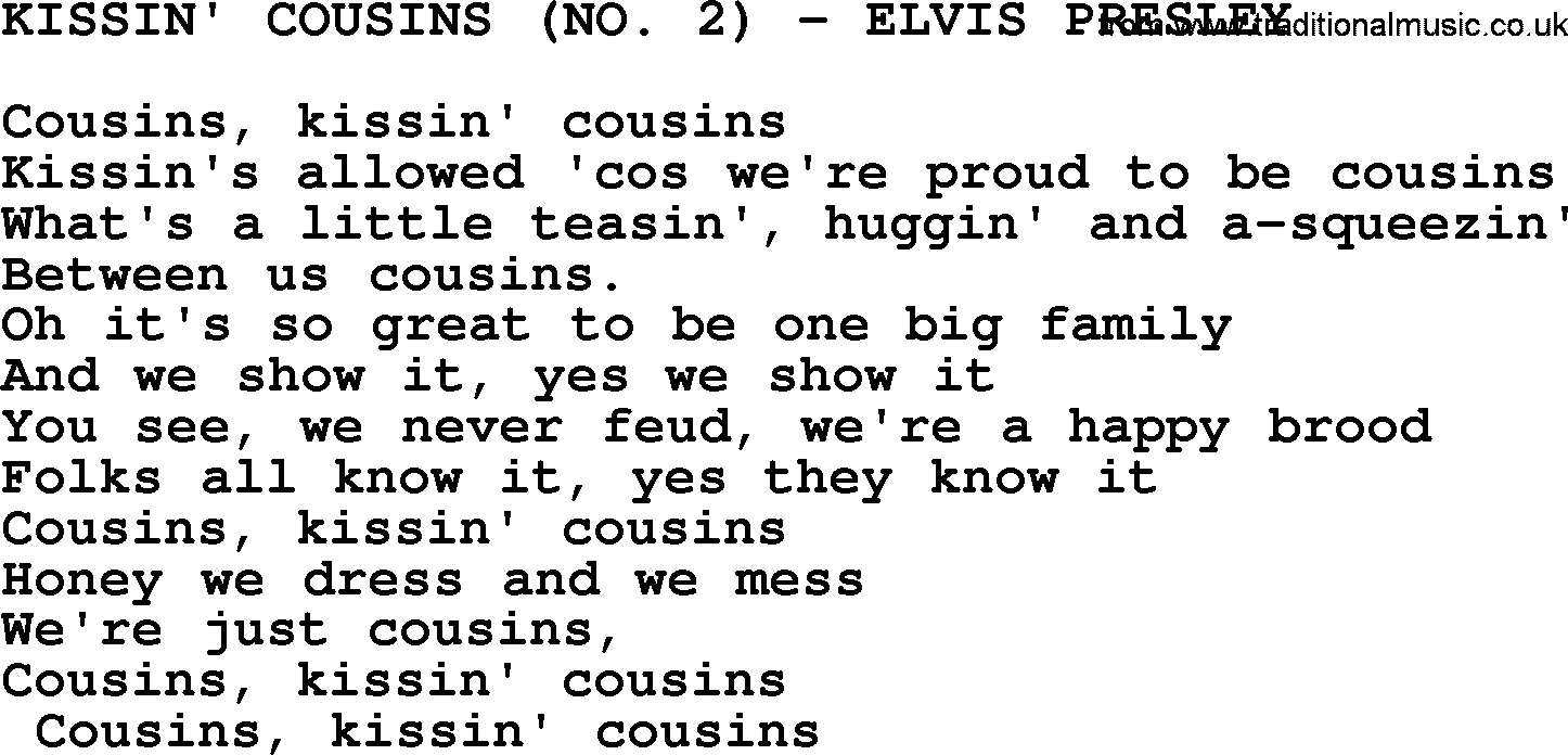 Elvis Presley song: Kissin' Cousins (No  2)-Elvis Presley-.txt lyrics and chords