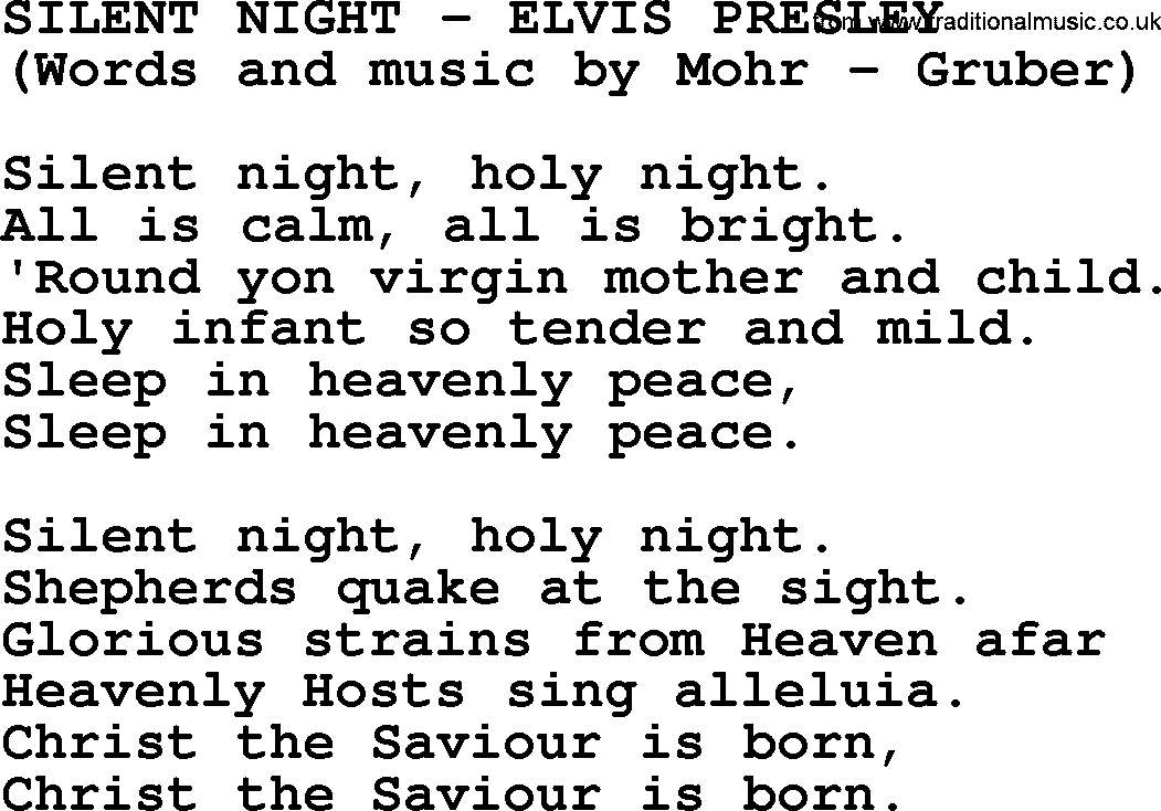 Elvis Presley song: Silent Night lyrics