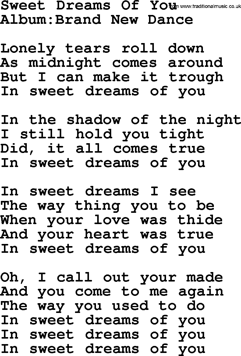 Emmylou Harris song: Sweet Dreams Of You lyrics