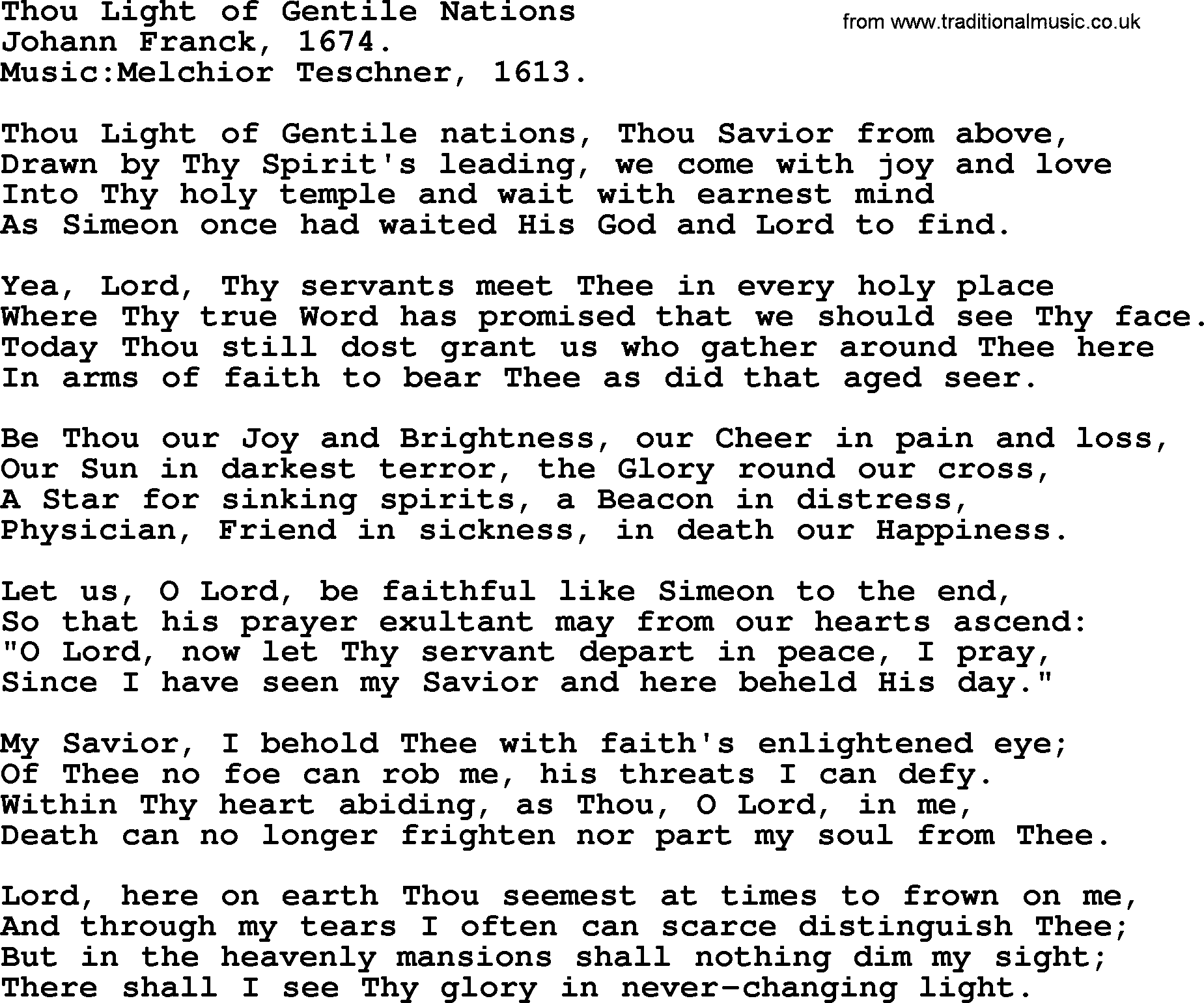 Epiphany Hymns, Hymn: Thou Light Of Gentile Nations, lyrics with PDF