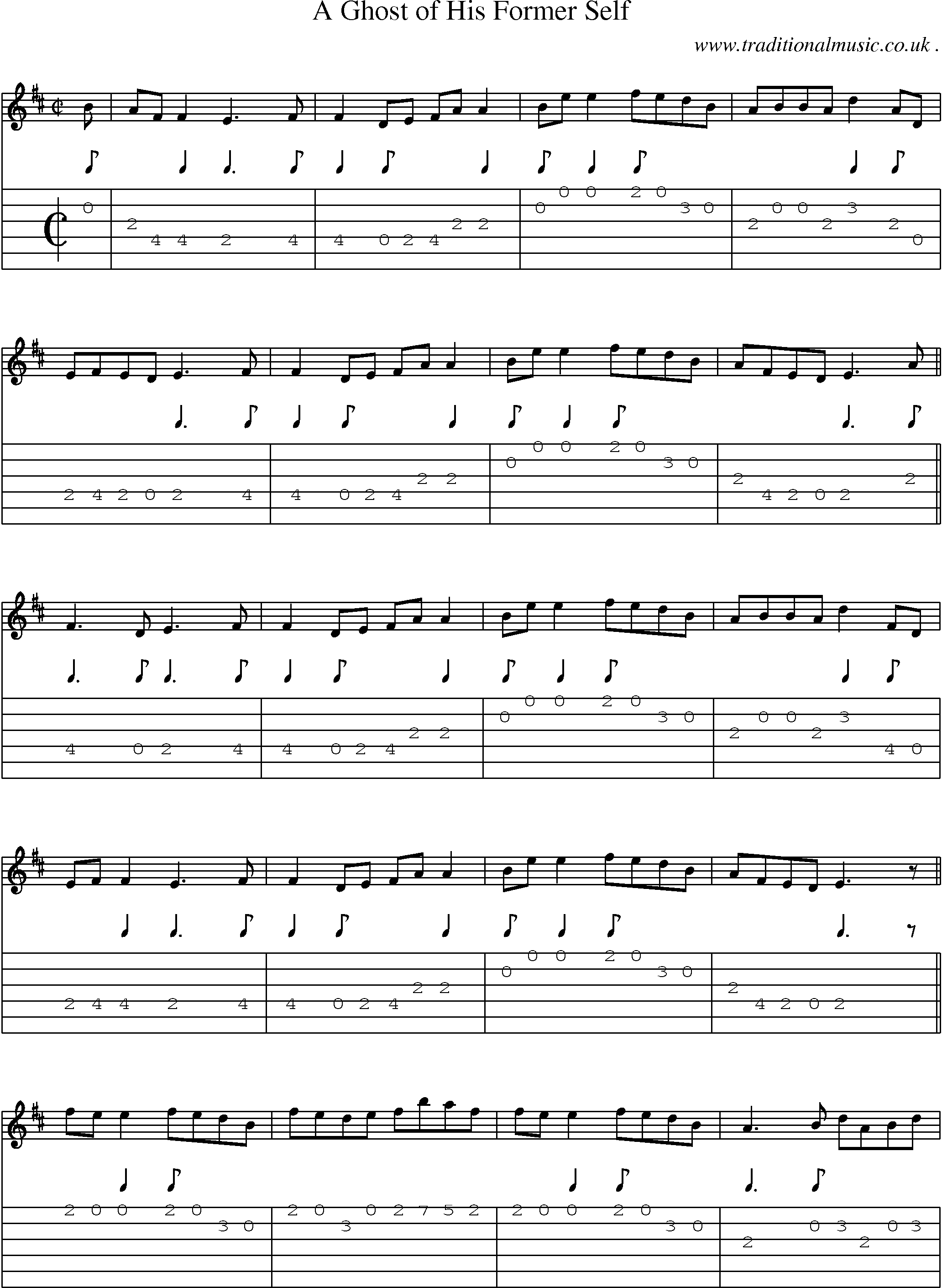 Sheet-Music and Guitar Tabs for A Ghost Of His Former Self