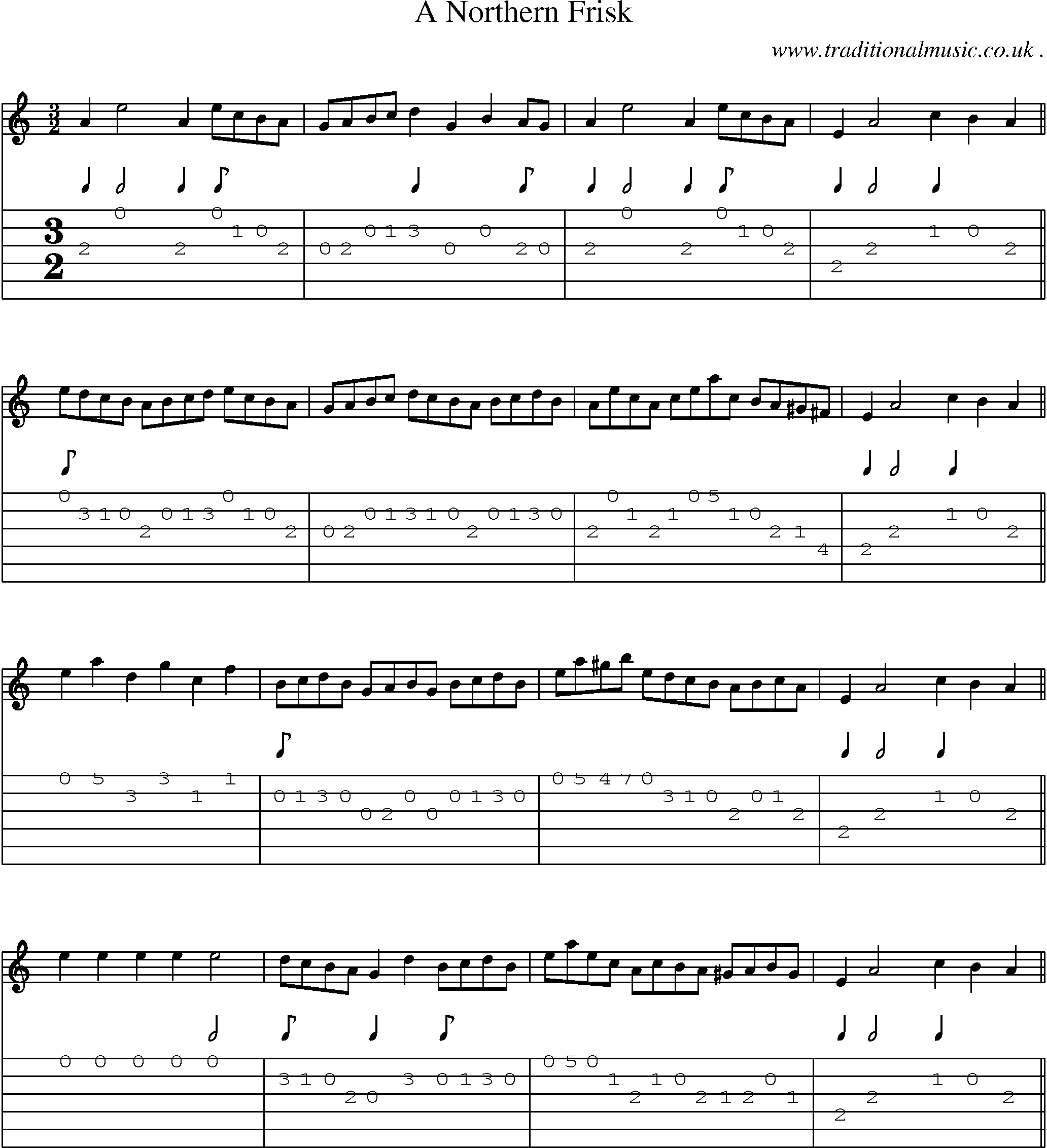 Sheet-Music and Guitar Tabs for A Northern Frisk