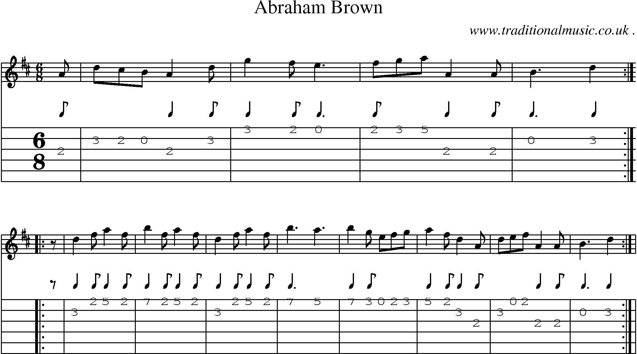 Sheet-Music and Guitar Tabs for Abraham Brown