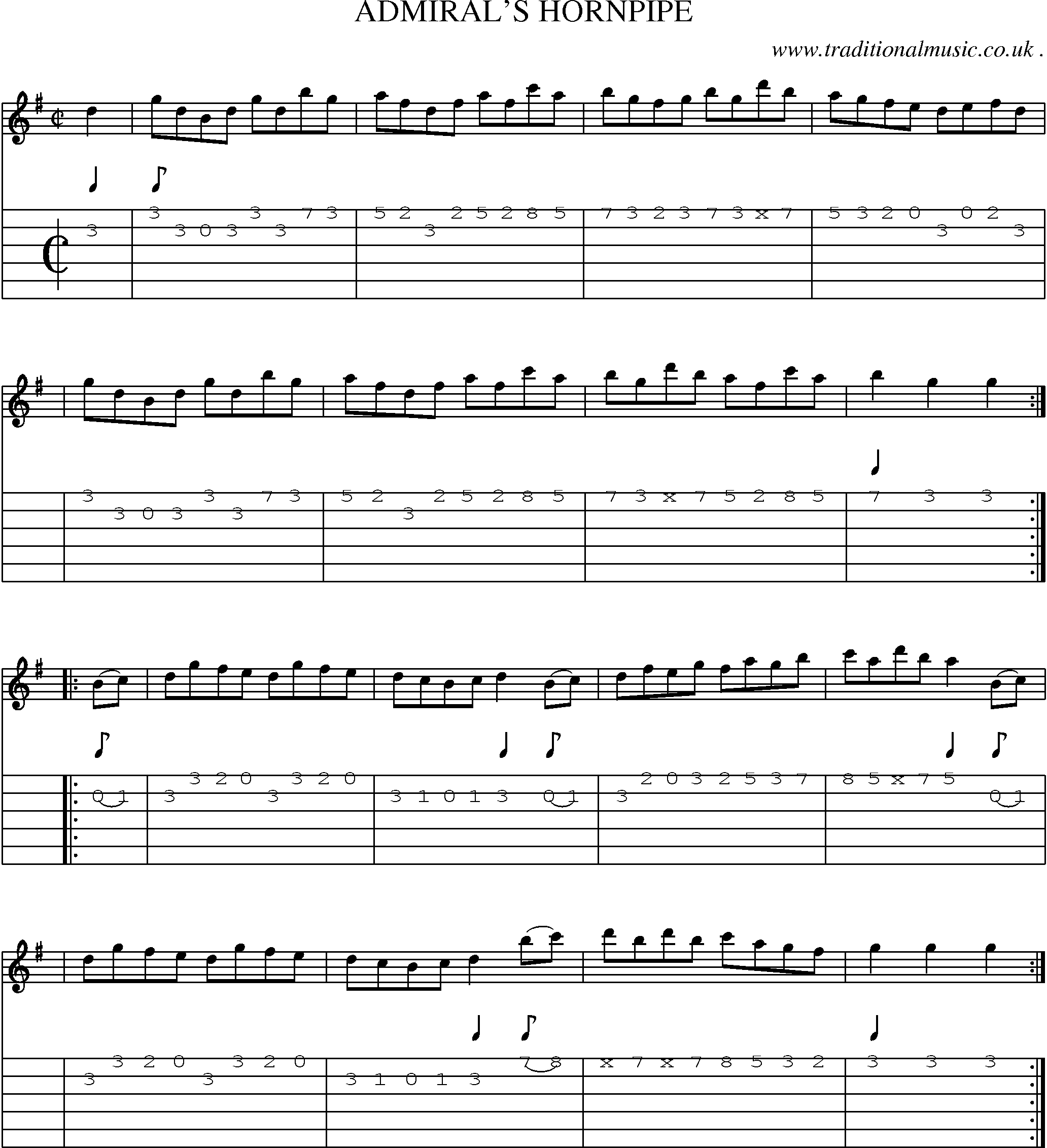 Sheet-Music and Guitar Tabs for Admirals Hornpipe