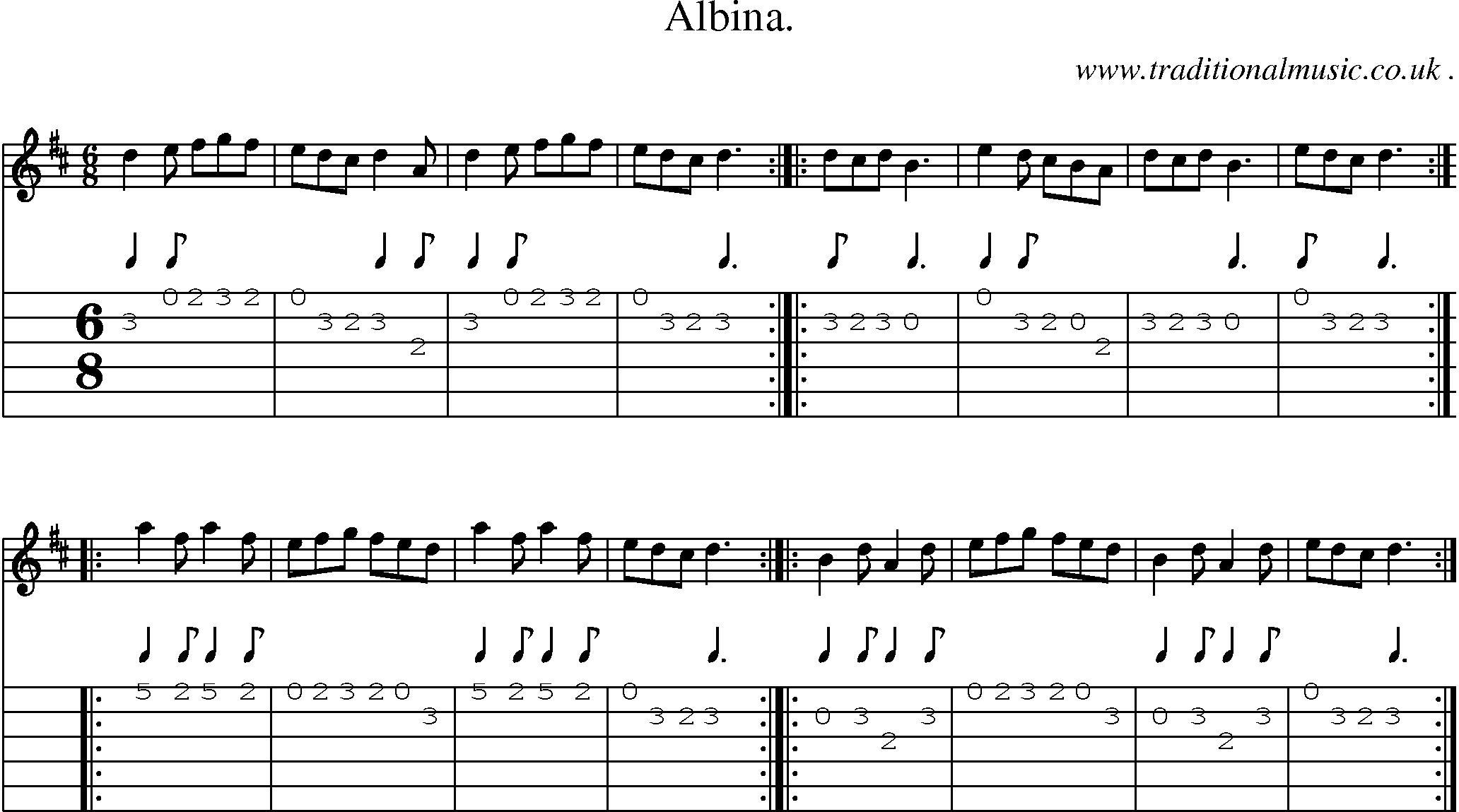 Sheet-Music and Guitar Tabs for Albina