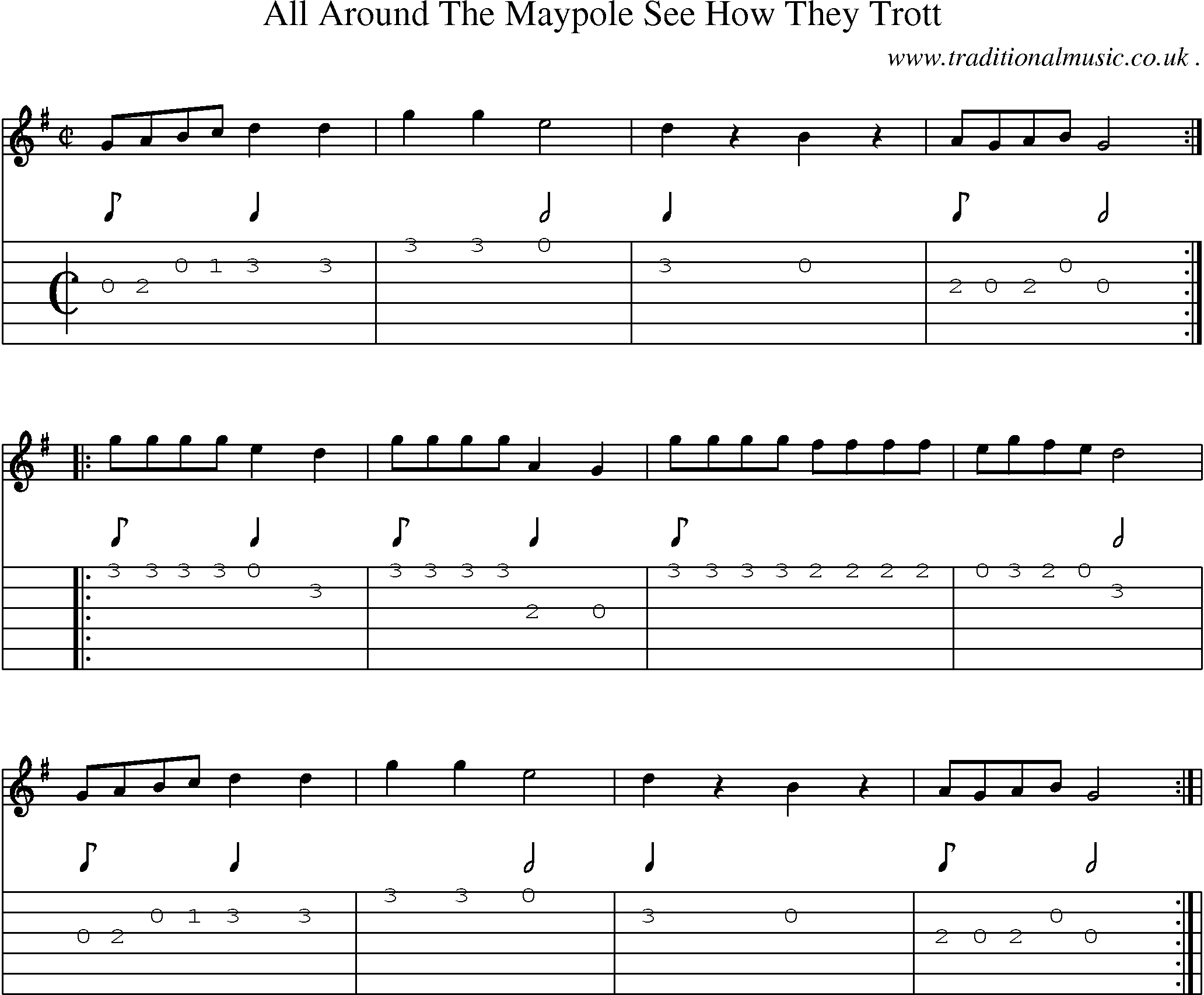 Sheet-Music and Guitar Tabs for All Around The Maypole See How They Trott