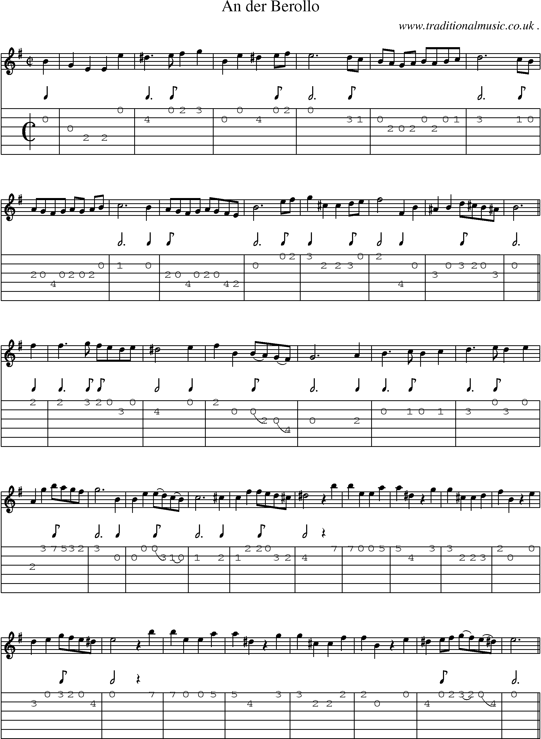 Sheet-Music and Guitar Tabs for An Der Berollo