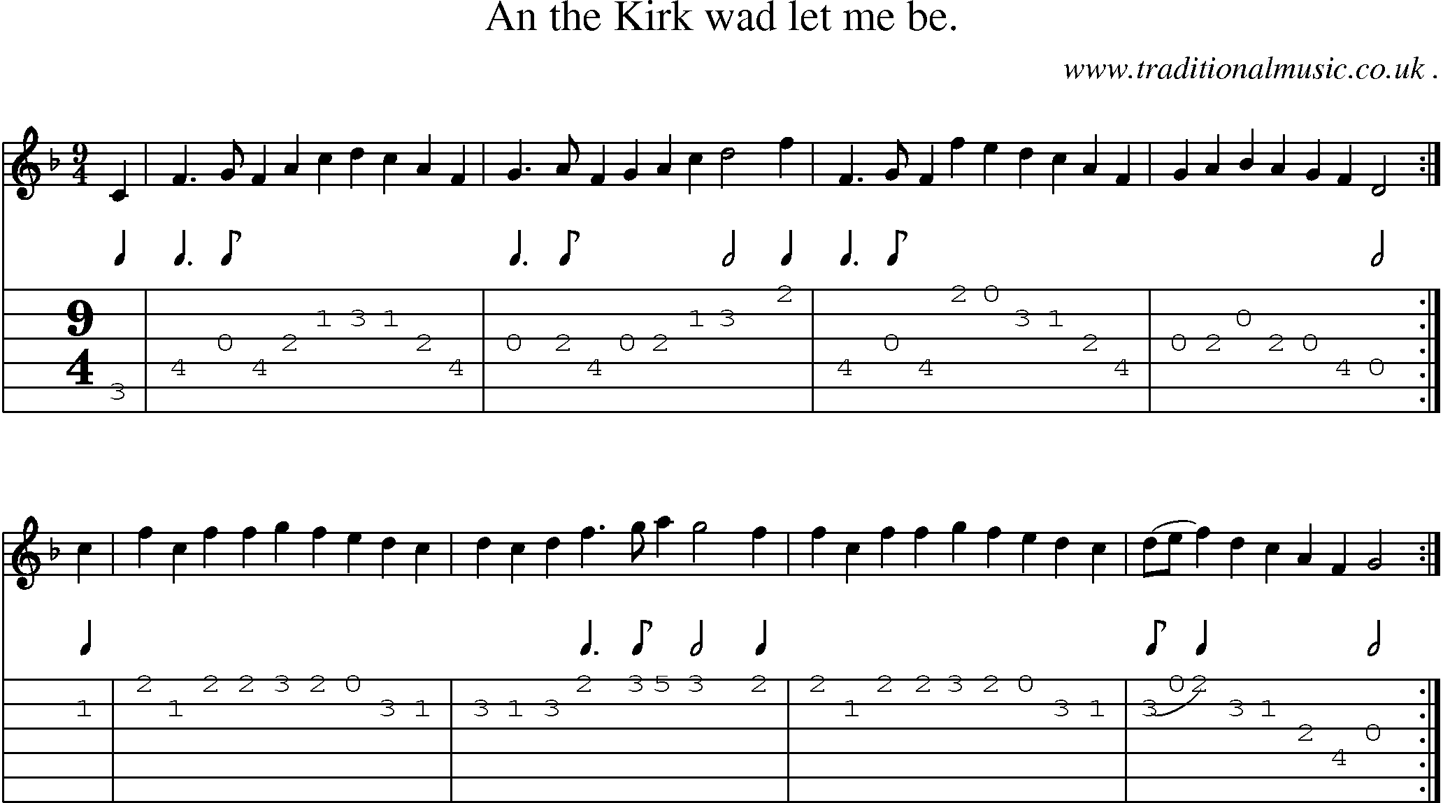 Sheet-Music and Guitar Tabs for An The Kirk Wad Let Me Be
