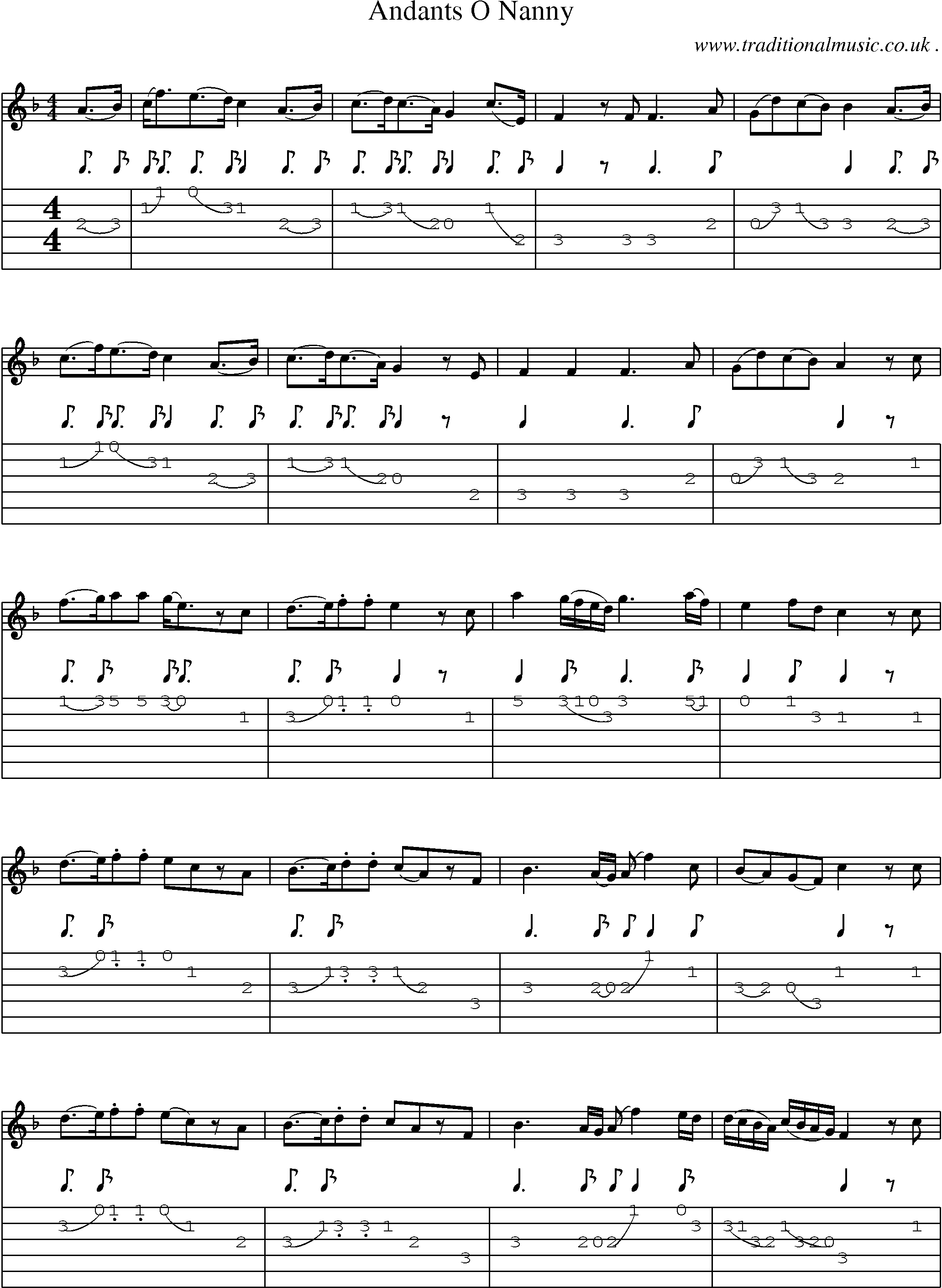 Sheet-Music and Guitar Tabs for Andants O Nanny