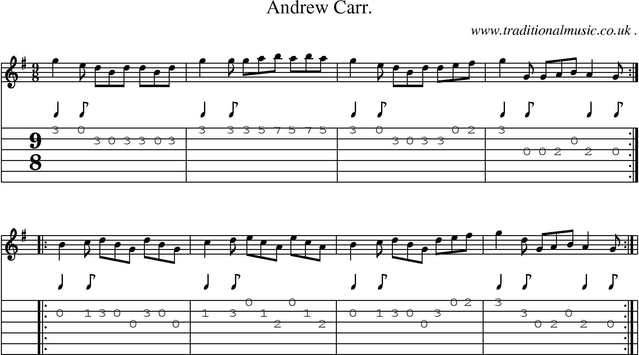 Sheet-Music and Guitar Tabs for Andrew Carr