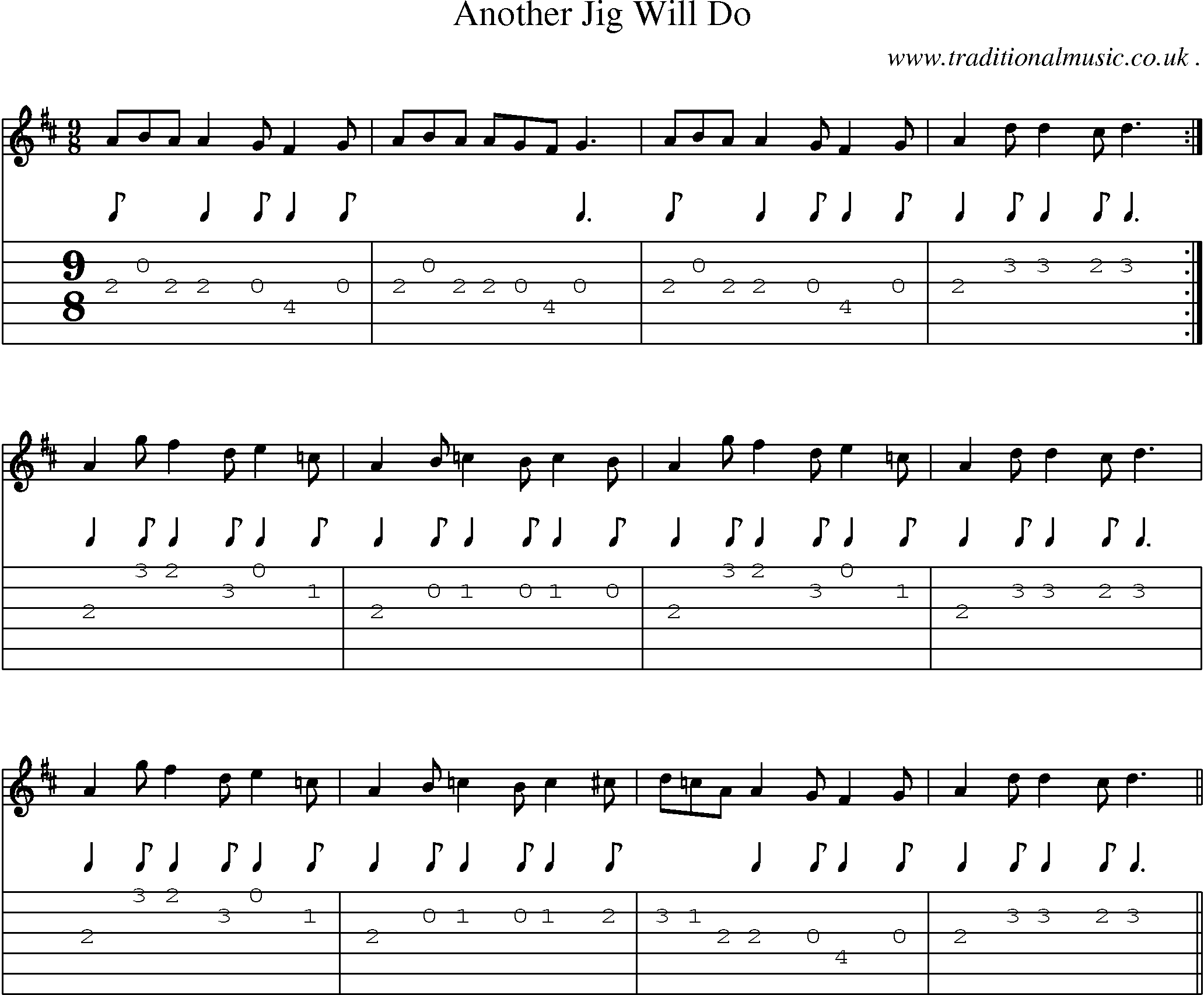 Sheet-Music and Guitar Tabs for Another Jig Will Do