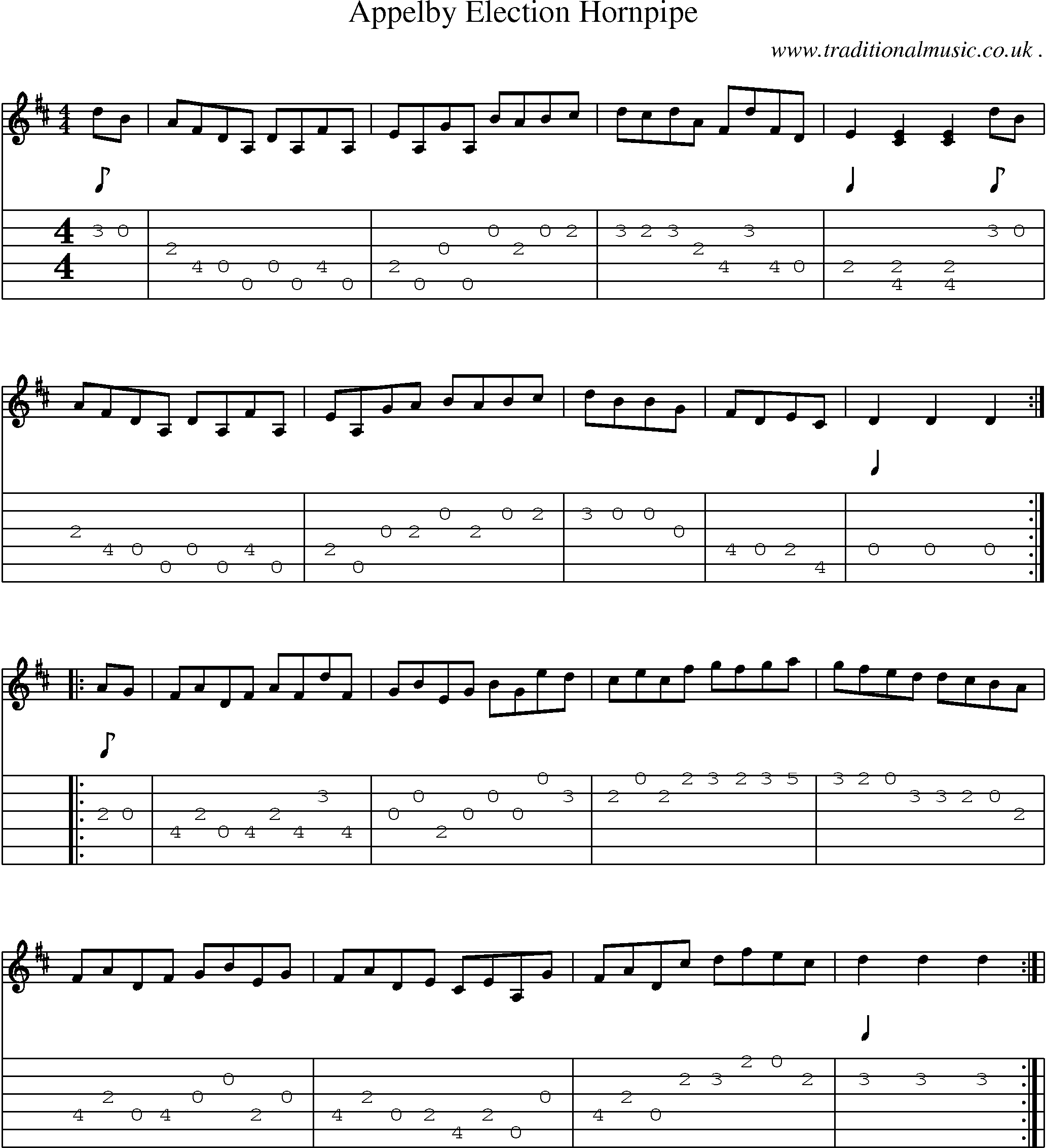 Sheet-Music and Guitar Tabs for Appelby Election Hornpipe