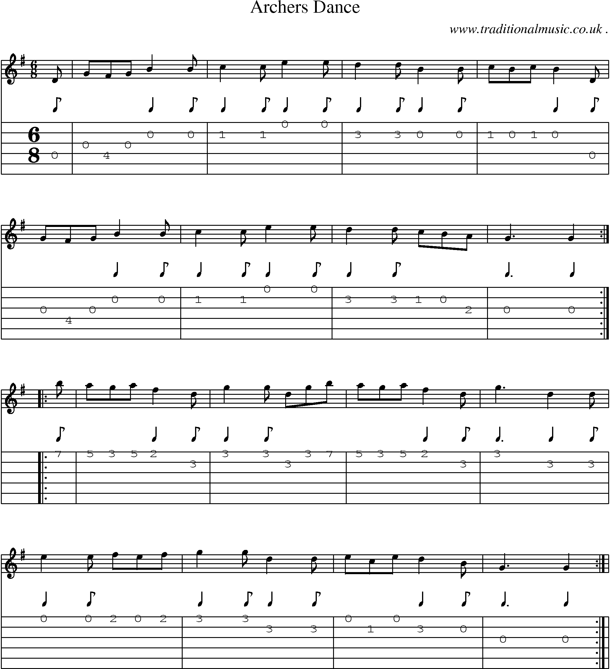 Sheet-Music and Guitar Tabs for Archers Dance