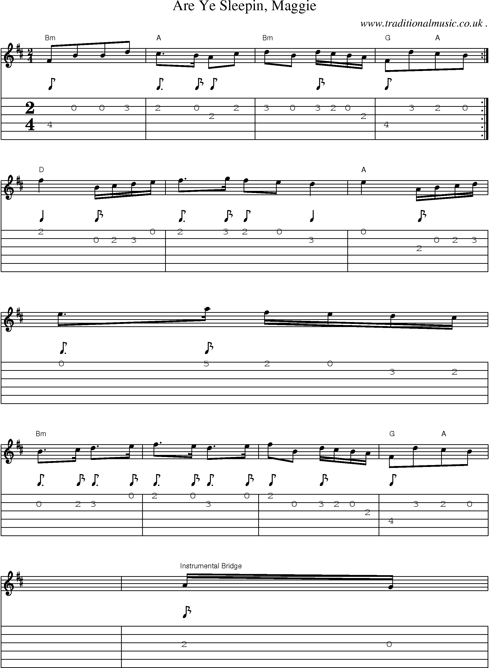 Sheet-Music and Guitar Tabs for Are Ye Sleepin Maggie