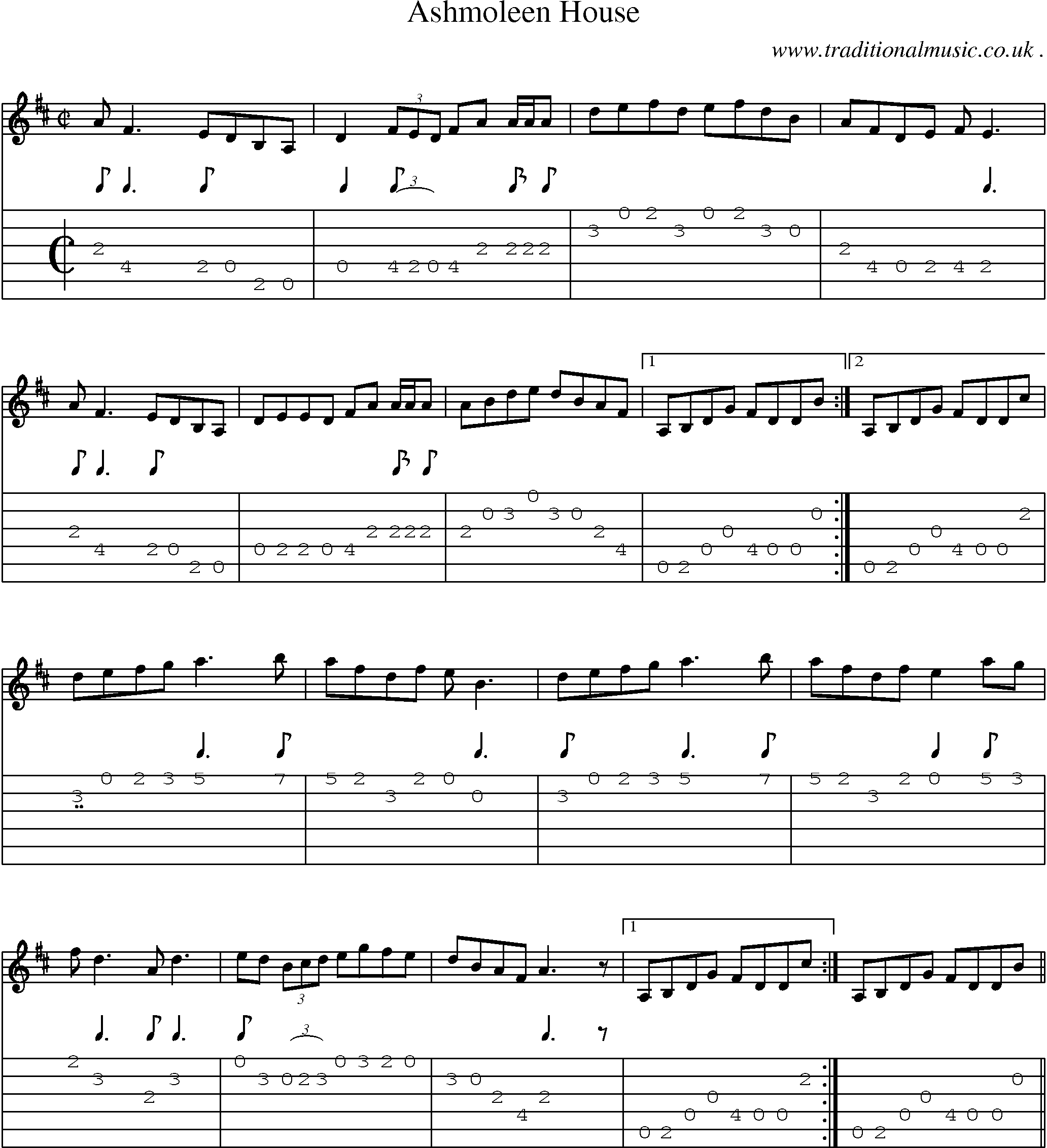 Sheet-Music and Guitar Tabs for Ashmoleen House